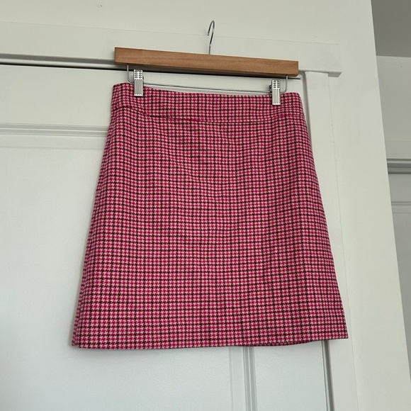 J. Crew Houndstooth A-line Skirt Women’s 2 Pink Academic Preppy Office Career - Picture 3 of 8